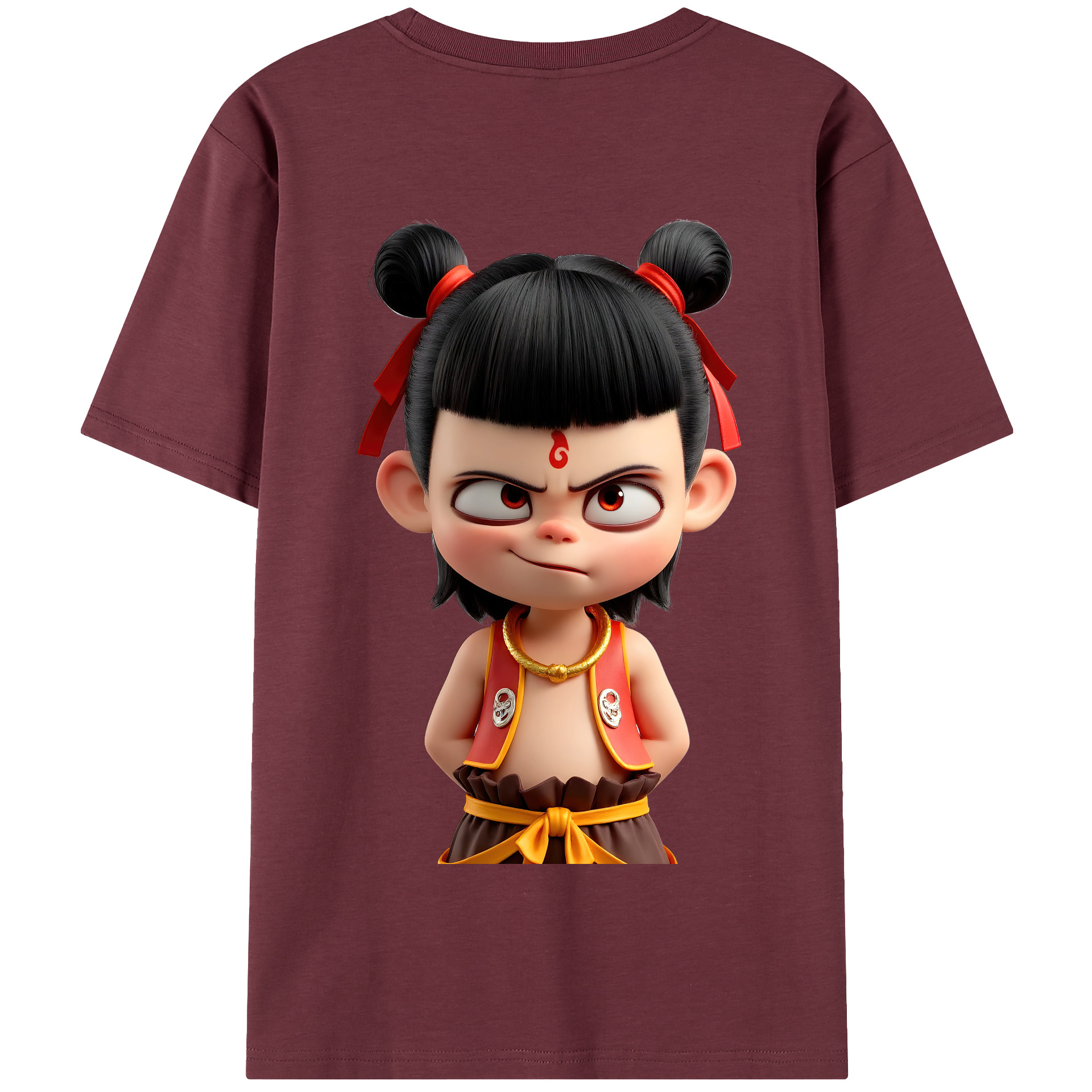 （画像用） Ne Zha 2 ナタ 魔童の大暴れ 綿100％半袖Tシャツ（背面プリント）